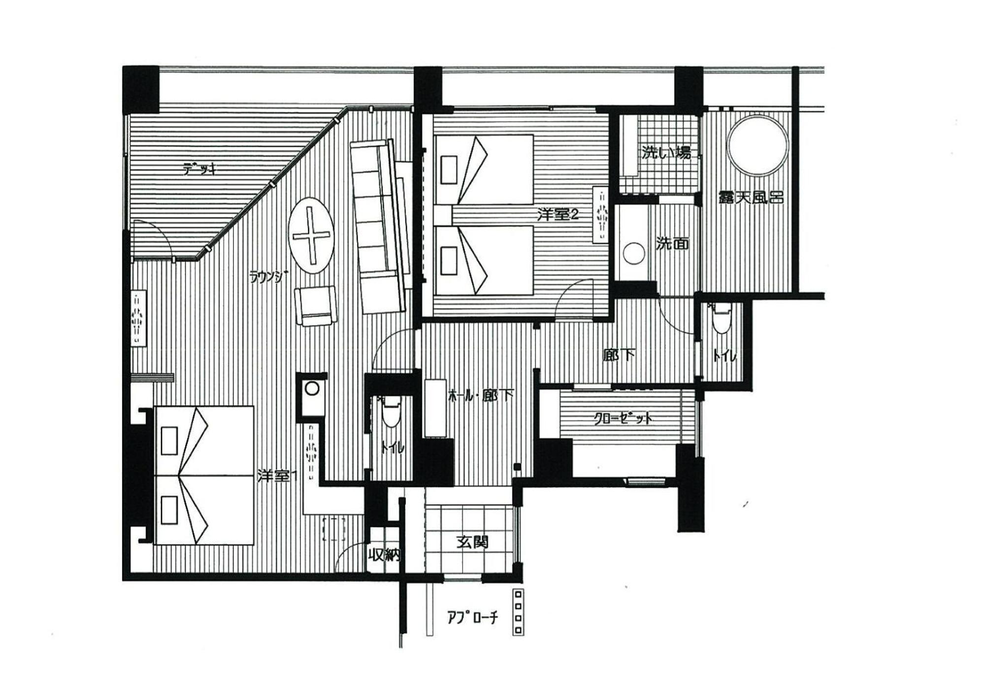 בפו Amane Resort Seikai חדר תמונה A floor plan of a typical apartment